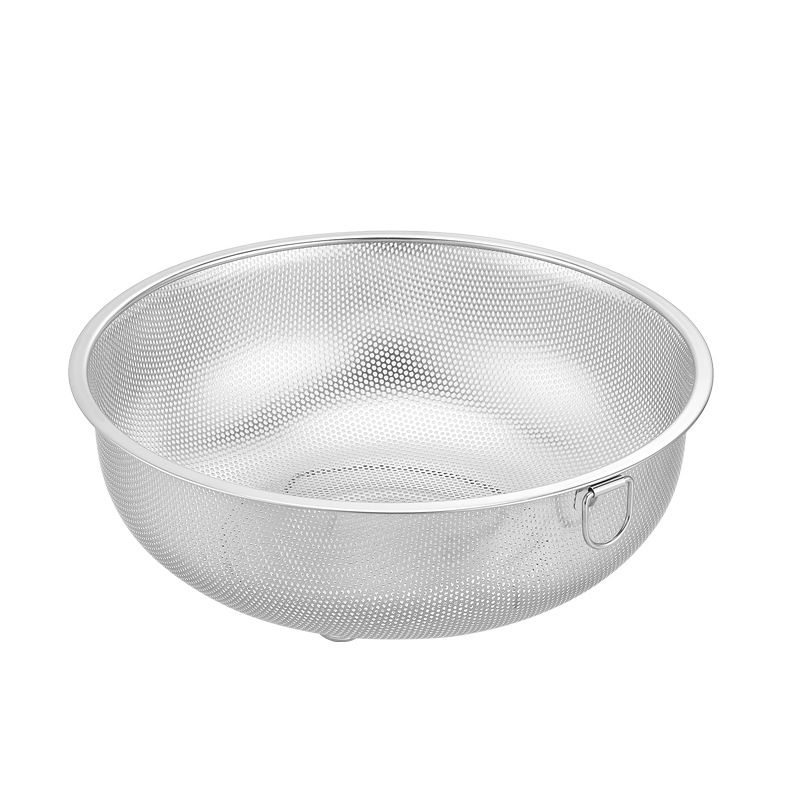 Picture of Stainless Steel Rice Washing Basin Thickeneded Dense Hole Multi-Purpose Basket Drain Basin Double-Ear Leakage Basin Microporous Mesh Basket Vegetable Washing Basket Fruit Basket