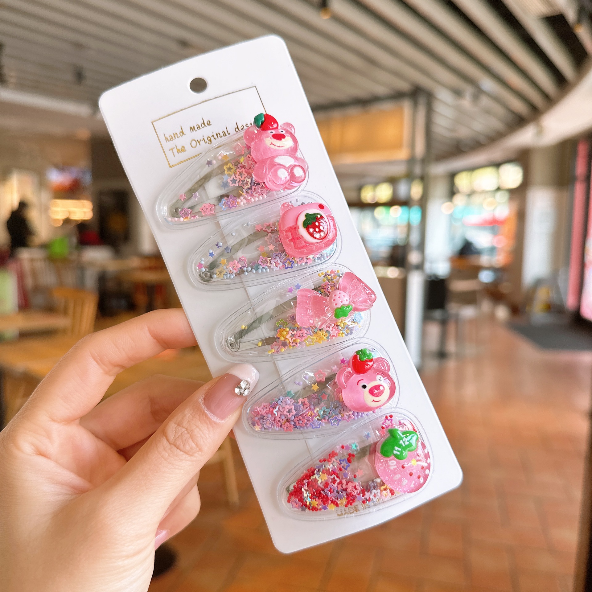 Picture of Children's Hairpin Girls' Headwear Side Side Bangs Clip Kids Baby's quicksand Clip Princess Cute Broken Hairpin bb Clip
