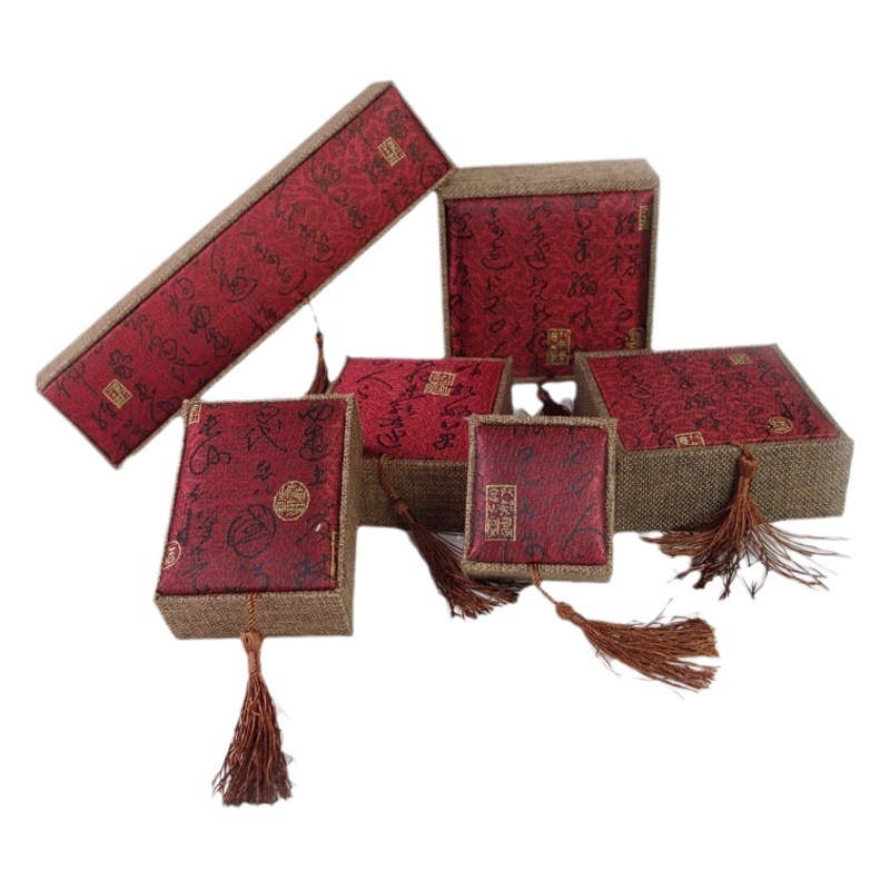 Retro Tassel Linen Bracelet Buddha Bead Bracelet Jewelry Packaging Box Gift Box Bracelet Pendant Necklace Box