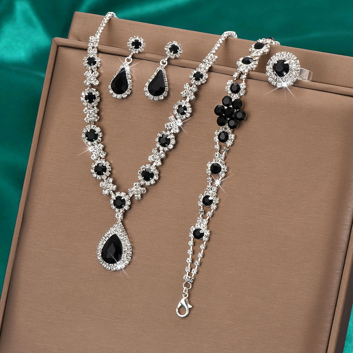 Picture of Fashion European and American new jewelry high-grade crystal gem women's water drop necklace stud earrings bracelet ring
