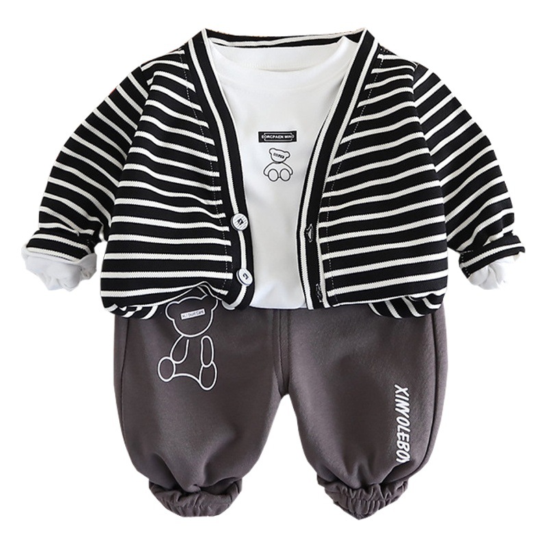 Boys' suit Spring and Autumn Children's Autumn Casual Three-piece Set 2023 New Style Fried Street Handsome Children and Boys Spring Tide