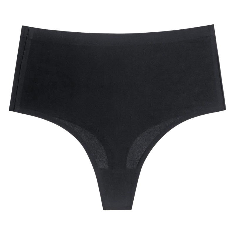 European and American large size thong Ice Silk quick-drying thong underwear one-piece seamless mid-waist pure cotton crotch ladies underwear