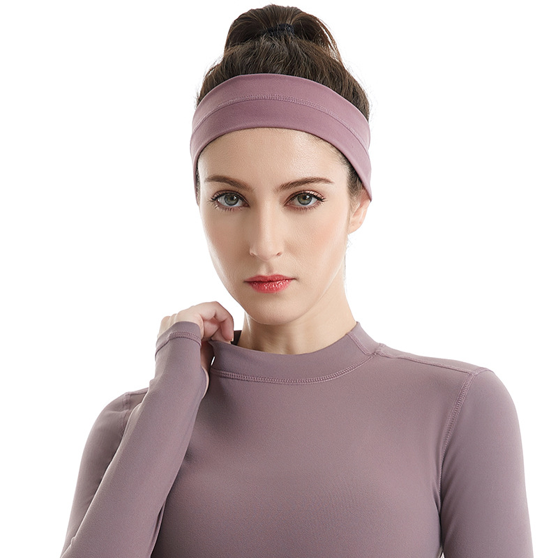 High Stretch Sports Hair Band Women's Solid Color Four-Needle Six-thread Classic Yoga Headscarf Professional Outdoor Fitness Hair Band