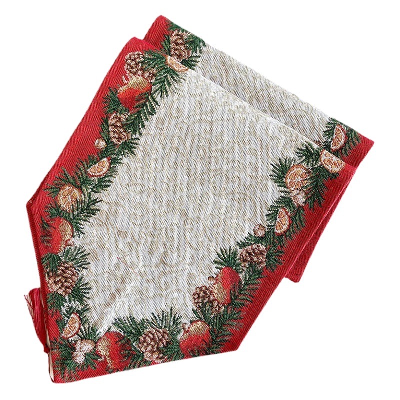 New Christmas Decorations Christmas Tree Flower Printed Cotton Cloth Table Runner Christmas Tablecloth Table Mat Table Decorations