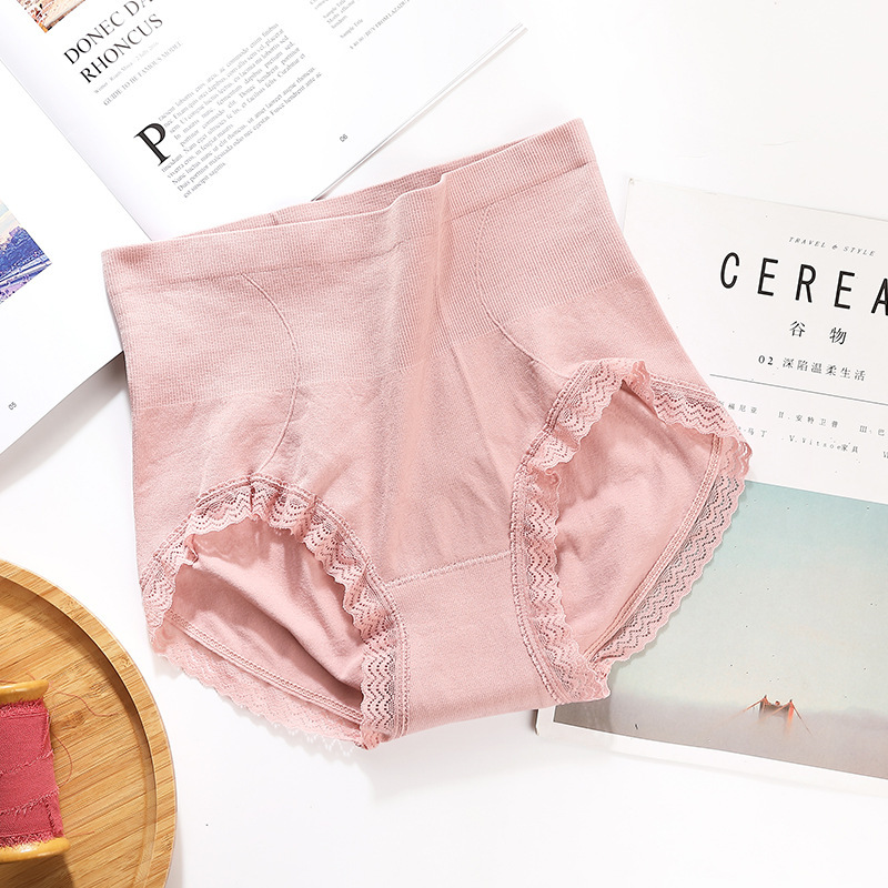 Picture of New Lace High Waist plus size Belly Tinting Hip Seamless Breathable Graphene Bottom Profile Briefs Seamless Women's Underwear