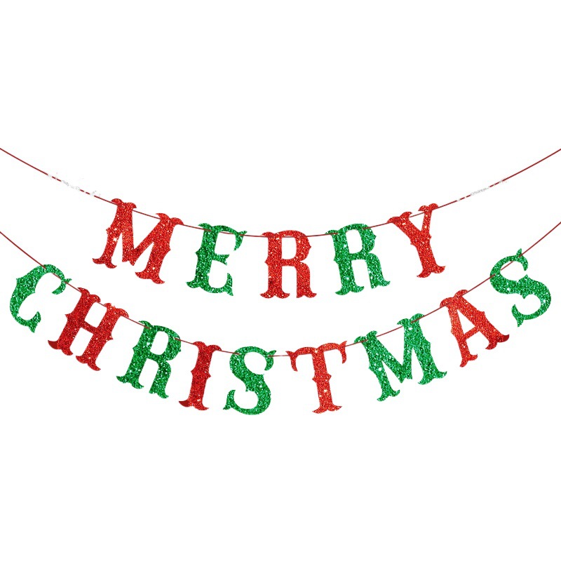Picture of CHRISTMAS tree snowflake MERRY CHRISTMAS glitter flower CHRISTMAS decoration flag banner string flag