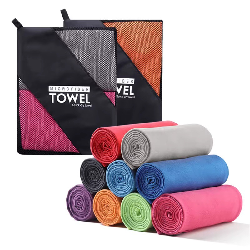 Picture of Quick-Drying Beach Towel Multi-Color Portable Quick-Drying Fitness Sports Towel Outdoor Beach Towel Mesh Bag