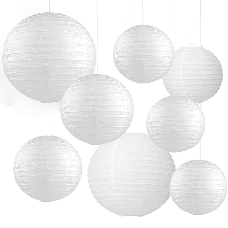Picture of White paper lantern wholesale round wedding lantern Children's Painting diy lantern cross-border paper lampshade lighting