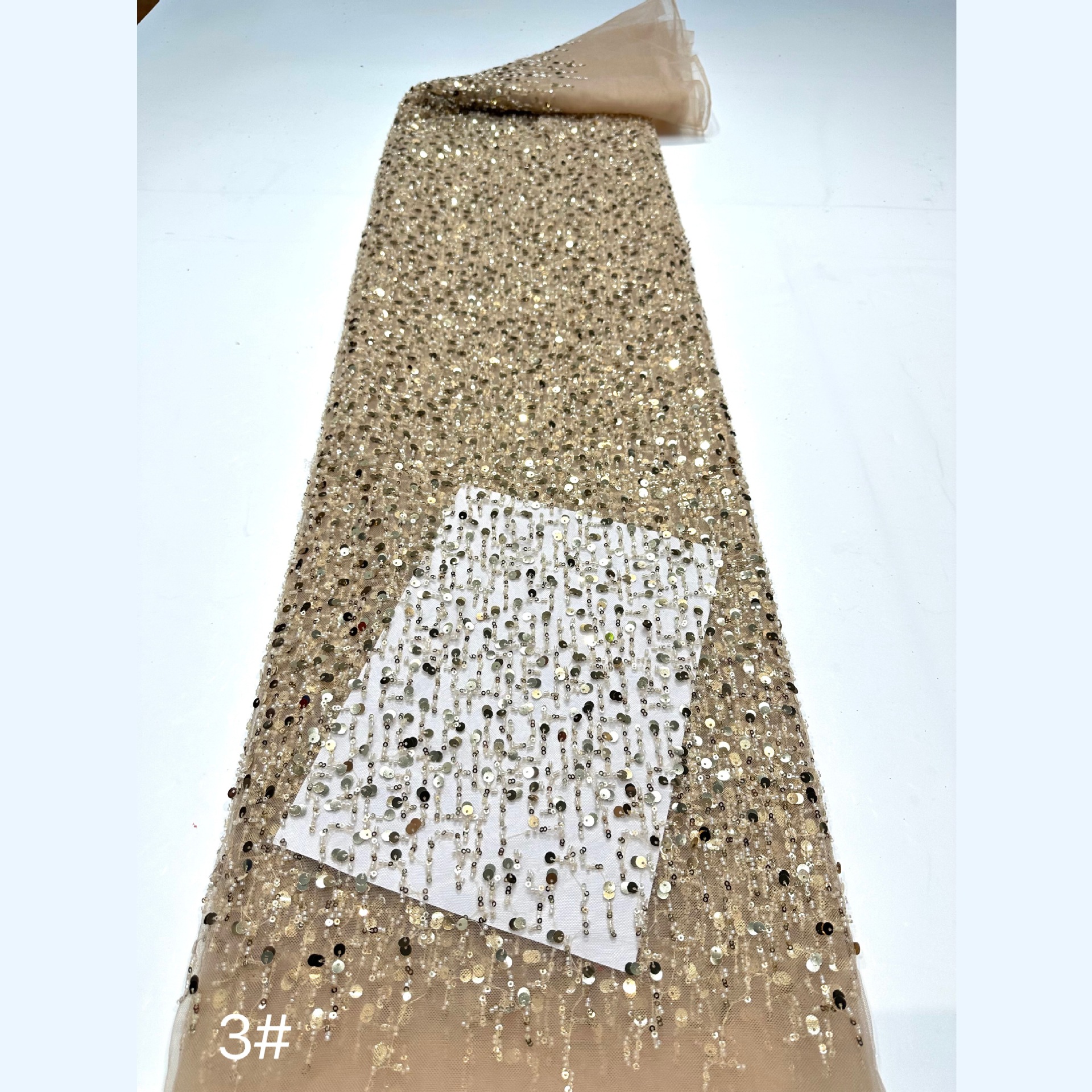 New Multi-Color Rice Bead Embroidery + 3/5mm Sequin Embroidery Beautiful Wedding Dress Evening Dress Dress Bead Embroidery Fabric