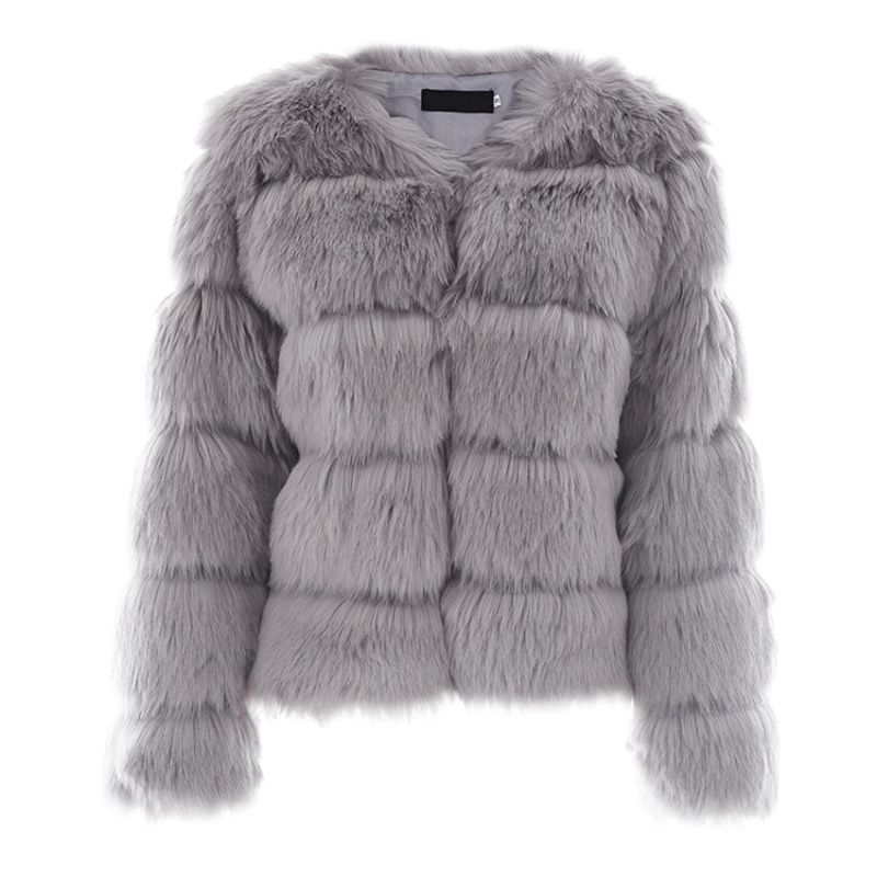 European and American autumn and winter new 2018 fox fur imitation fur coat women's short long sleeve fur artificial fur coat