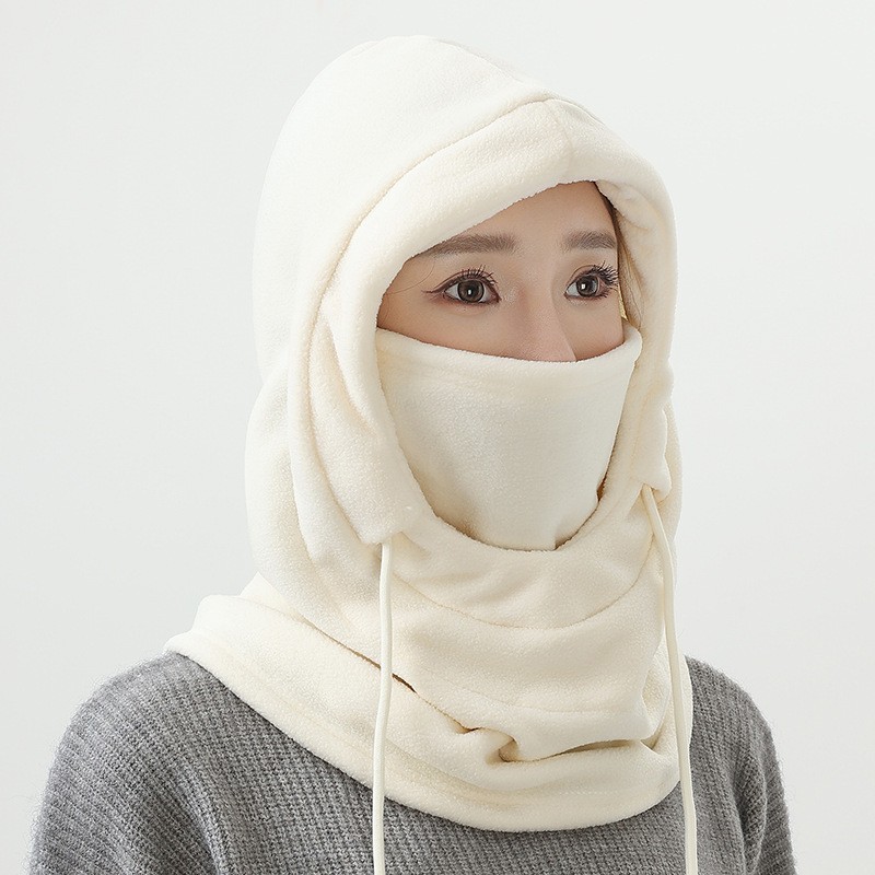 Winter Outdoor Riding Headgear Hat Ski Windproof Cold-proof Warm fleece-lined Thickened Neck Protection Fleece Mask