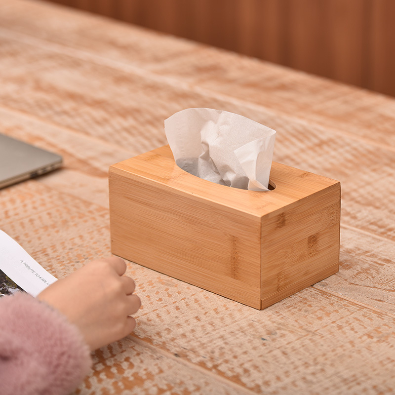 Picture of Creative Advertising Paper Box with Printed Logo Hotel Restaurant Napkin Box Simple Desktop Storage Box Bamboo Tissue Box