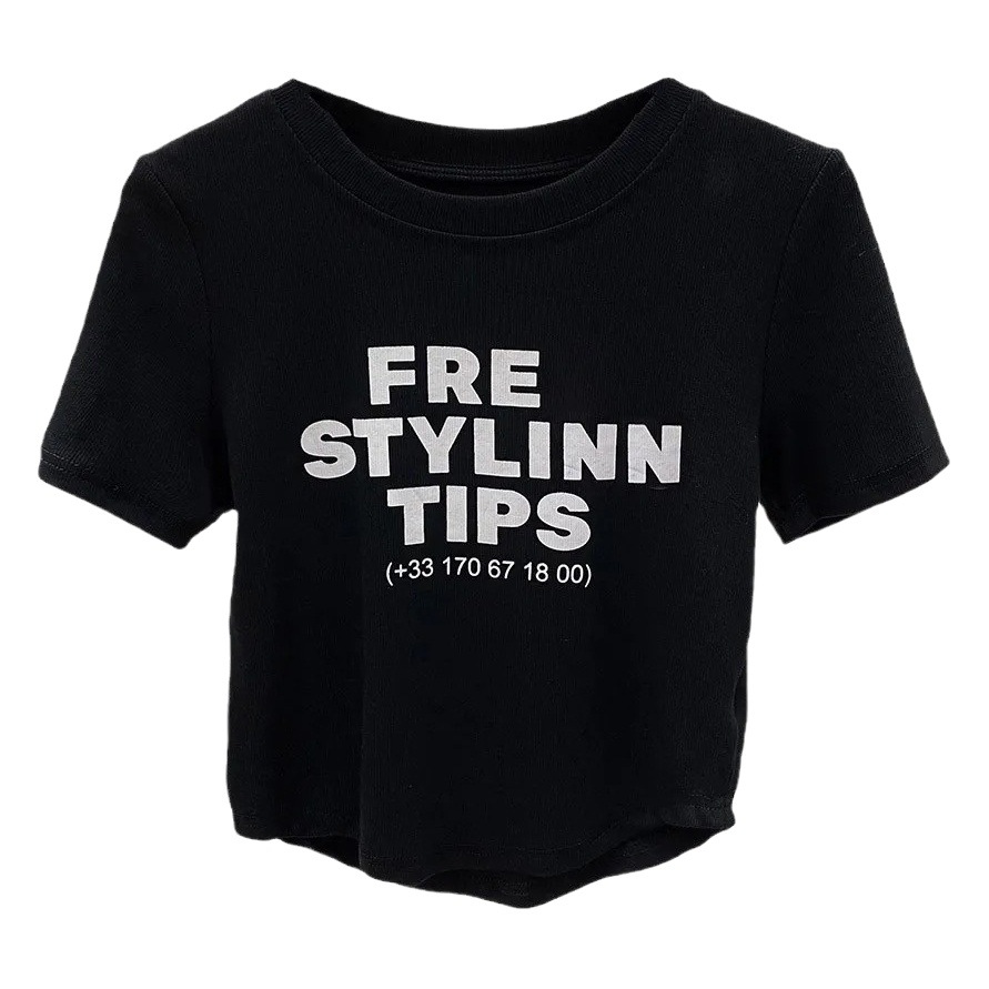 Hot Girl Short Top Women's Design Sense Niche Summer Slim-fit American Vintage Printed Irregular Short-sleeved T-shirt Trendy
