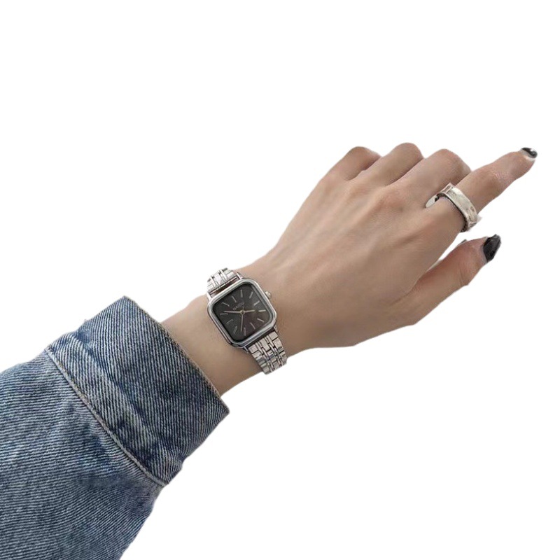 New Style Simple Square Small Dial Watch Women's Student Watch All-match Korean Style Women's Elegant Steel Band Watch for Women