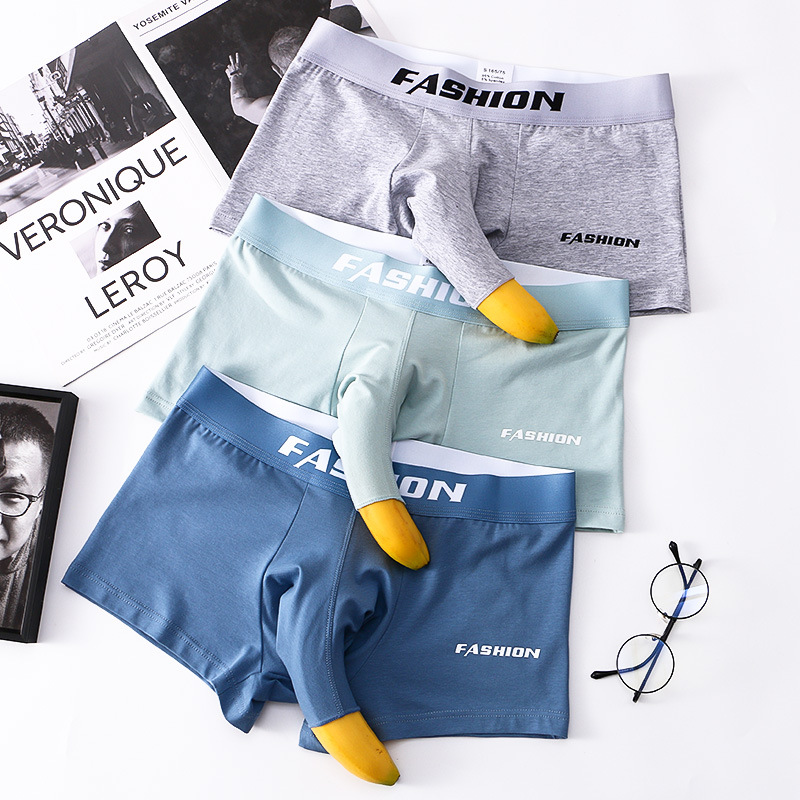 Open Bullet Separate Men's Underwear Boxer Cotton Mid-Waist Solid Color Breathable Scrotum Shoal Elephant Nose Boxer Shorts
