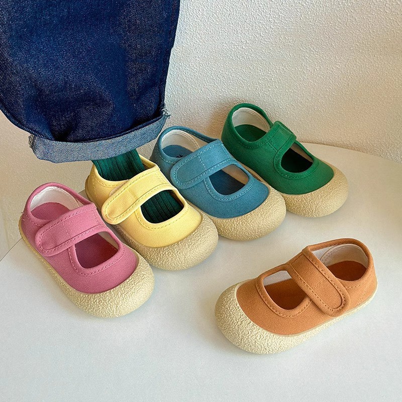 Baby Toddler Shoes Baby Shoes 2025 Summer New Style Women's Square Mouth Canvas Shoes Soft Sole Men's Korean Style Casual Shoes