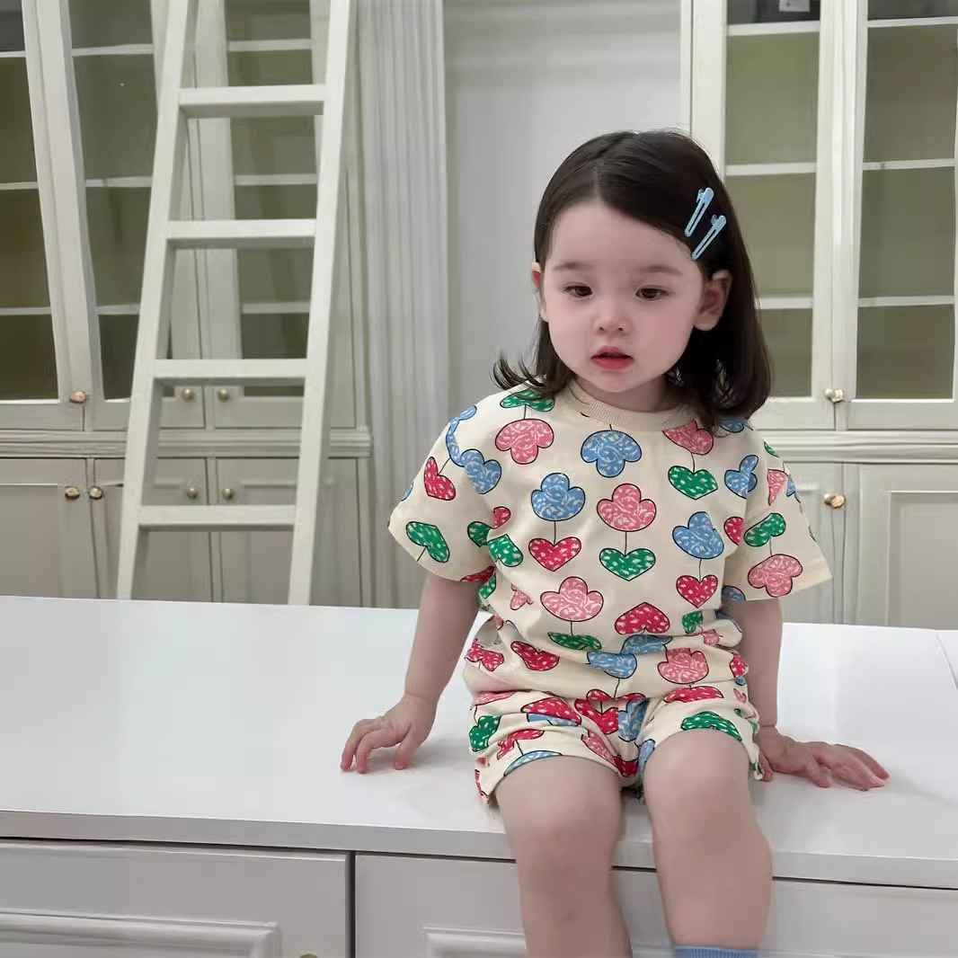 Baby's Summer Wear Thin Baby's Short-sleeved suit Thin 2024 Korean Style Children's Wear Girls' Summer Clothes