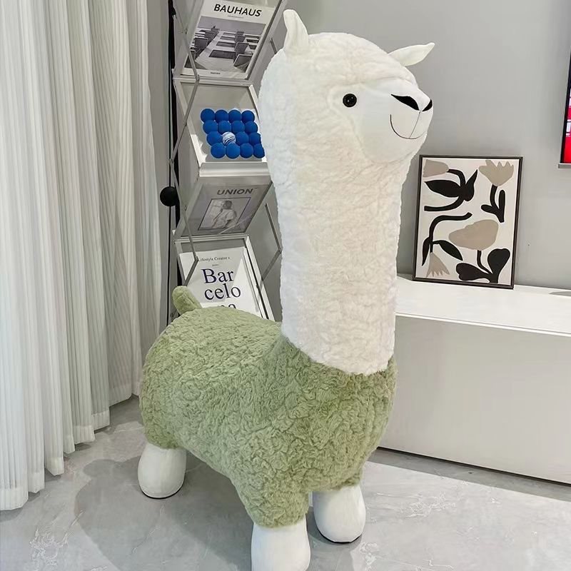 Creative Alpaca Stool Light Luxury Animal Stool Floor Handmade Ornament Nordic Style Shoe Changing Stool Holiday Gift