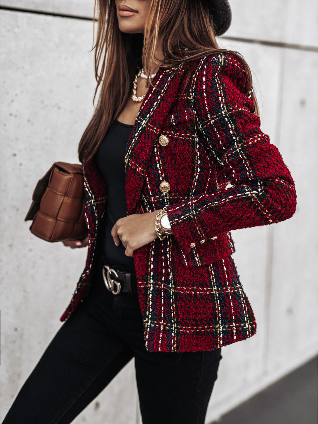 Picture of 2023 European and American Autumn and Winter New Cross-Border Women's Popular Suit Long-Sleeved Double-Breasted Printed Suit Small Outwear Top