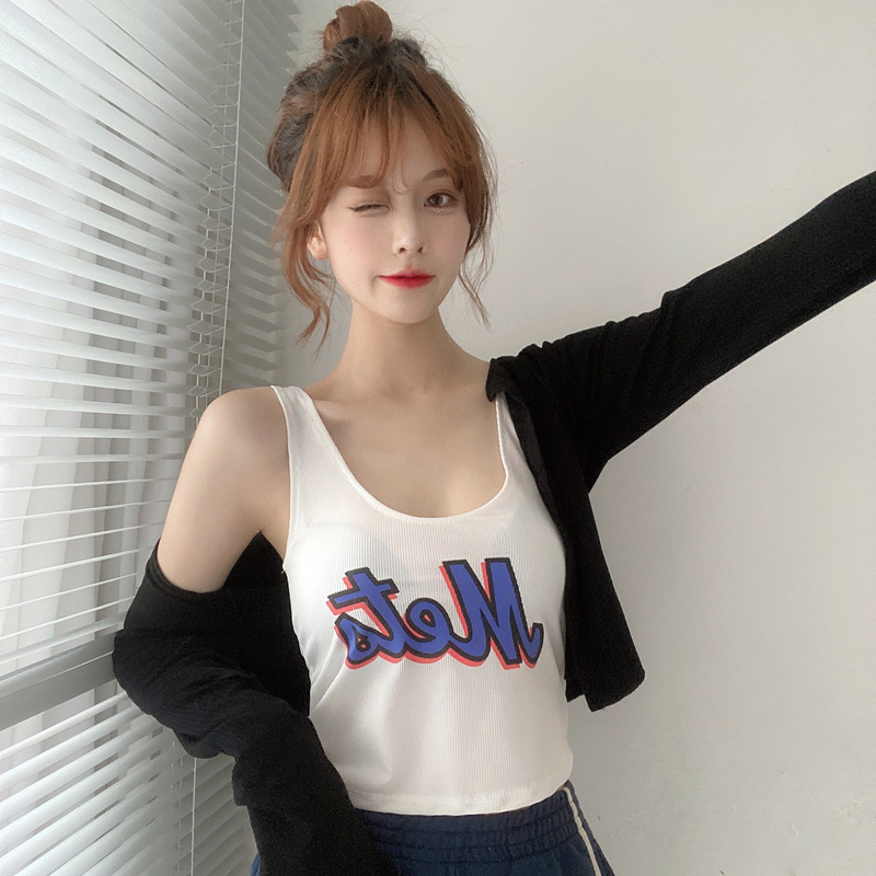 Navel short vest women's shirt summer U-shaped half high waist sports tight inner thread base shirt factory wholesale