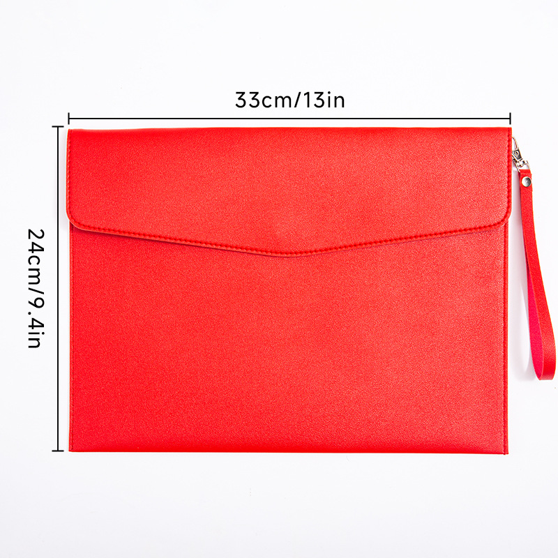 Picture of A4 leather file bag thickened file bag waterproof data bag business briefcase bill storage bag custom logo