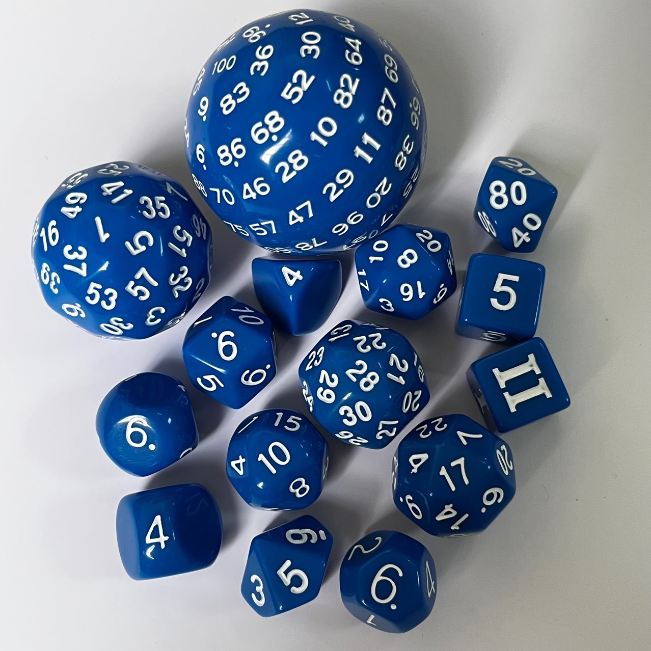 Picture of 15 sets of solid color 3-sided to 100-sided digital DICE collection gift personalized game DICE DICE