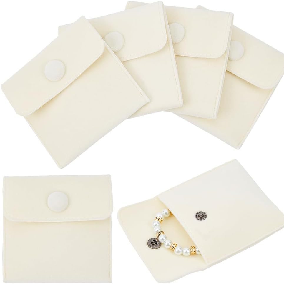 Cross-border Jewelry Flannel Bag Flannel Snap Jewelry Bag Jewelry Necklace Flocking Flap Gift Packaging Bag