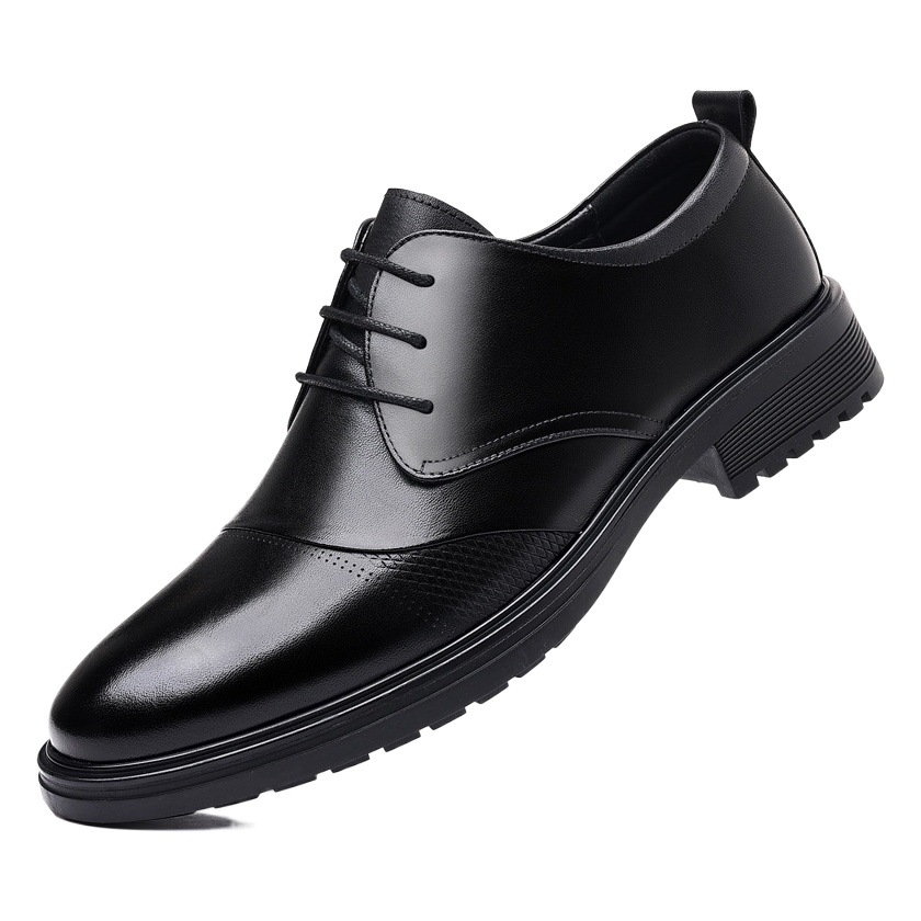 Dress leather shoes men's cowhide business casual lace-up pointed soft bottom trendy men's suit commuter office shoes a generation of hair