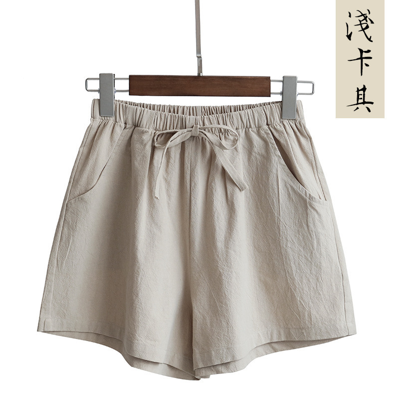 Picture of 2022 New High Waist Cotton and Linen Shorts Women's Linen Slim Loose Hot Pants Large Size Thin Casual Elastic Waist Pants