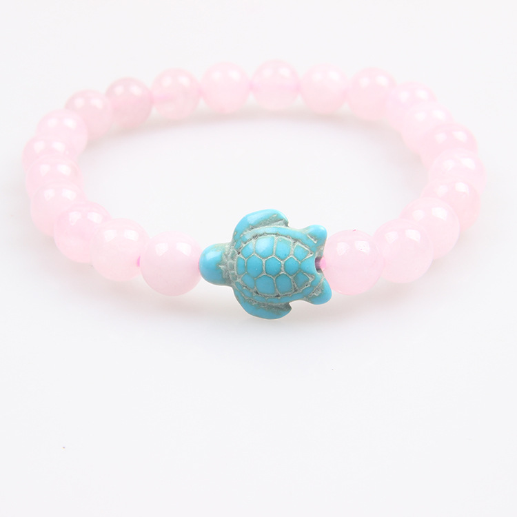 Picture of Zhou Lianfa 8MM Decorative Lava Volcanic Stone Beads Turquoise Cross Elastic Elastic Bracelet for Men and Women