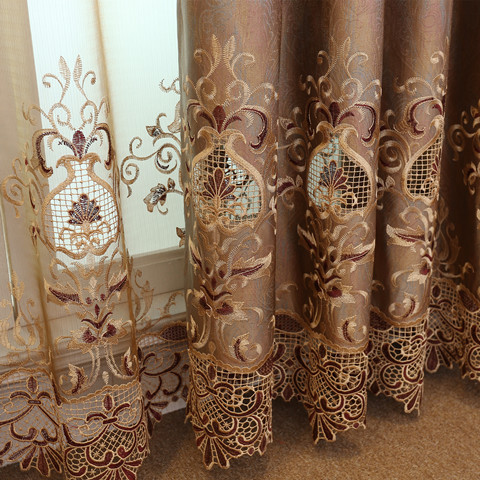 Chenille embroidered curtains window gauze yarn curtain finished processing Keqiao curtains wholesale living room curtains