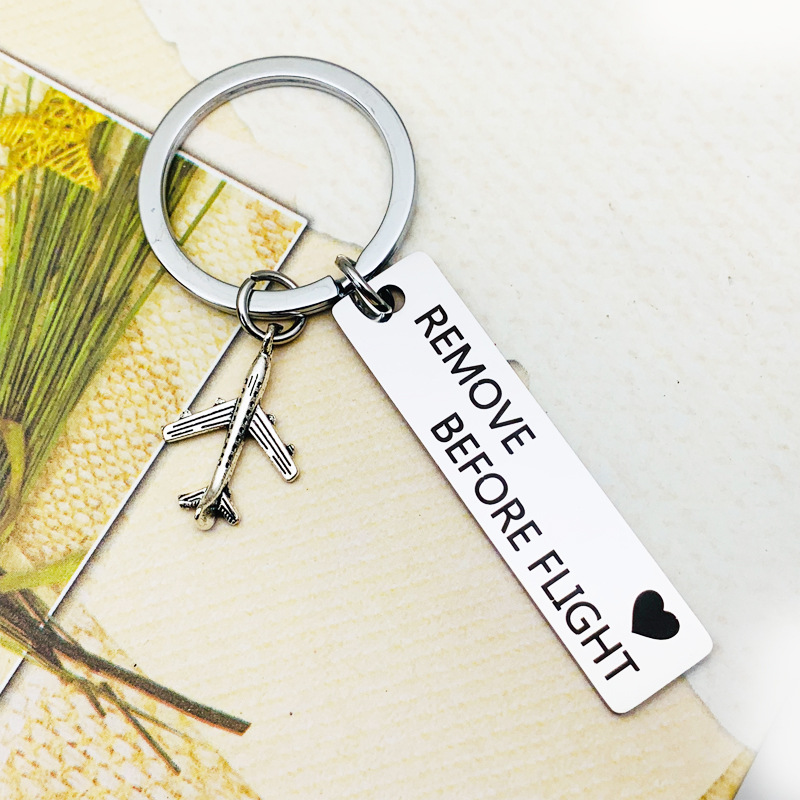 Stainless Steel Keychain Remove before flight Airline Airport Gift
