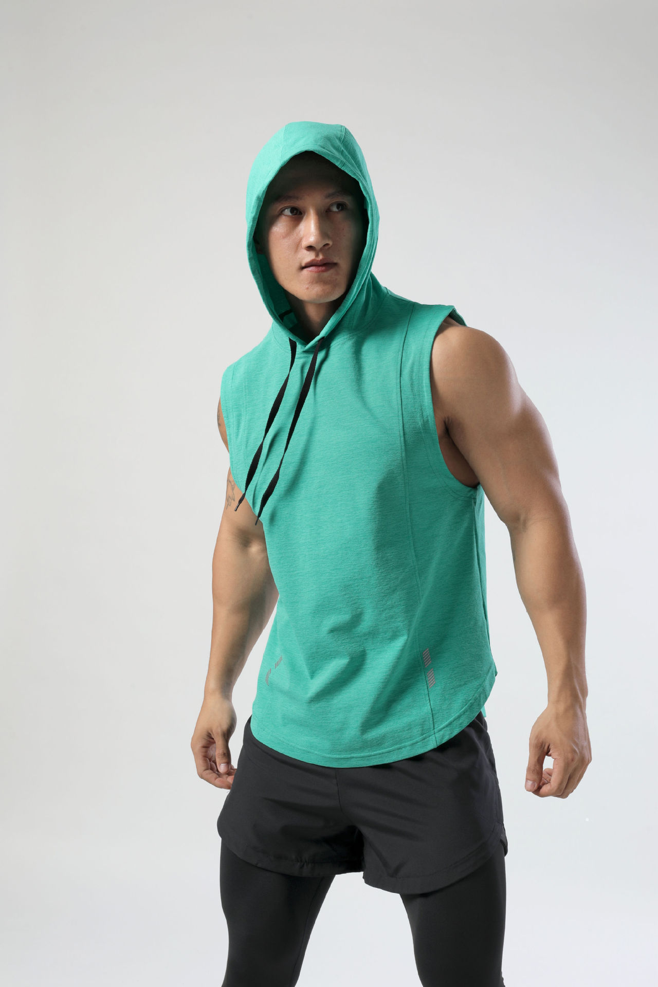 Picture of Adult Hooded Sleeveless T-Shirt Men's Sports Casual Quick-Drying Clothing Fitness Running Boxing Training Vest Sports Trend