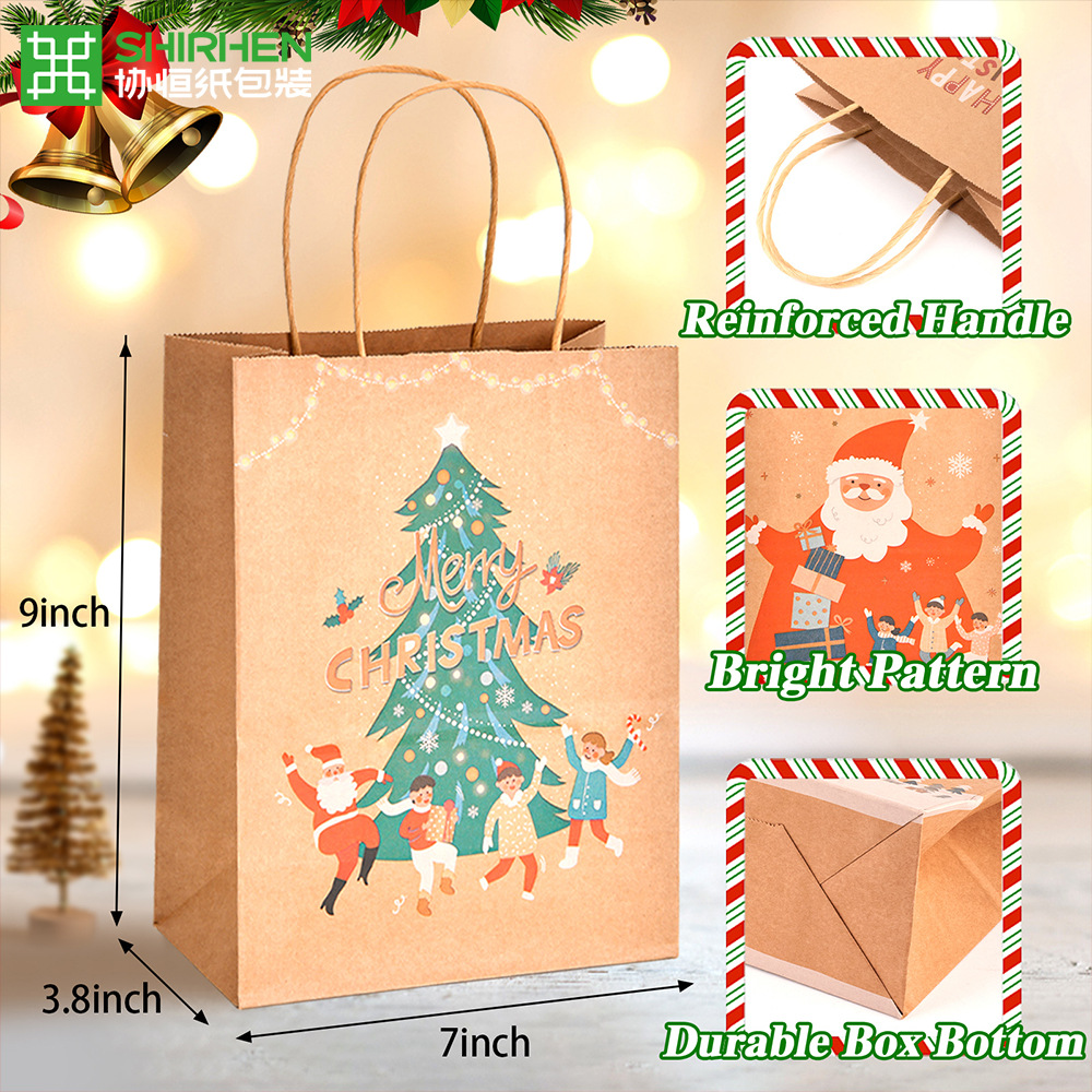 Picture of Spot New Christmas Kraft Paper Bag Christmas Eve Handbag Candy Gift Bag Apple Packaging Gift Paper Bag