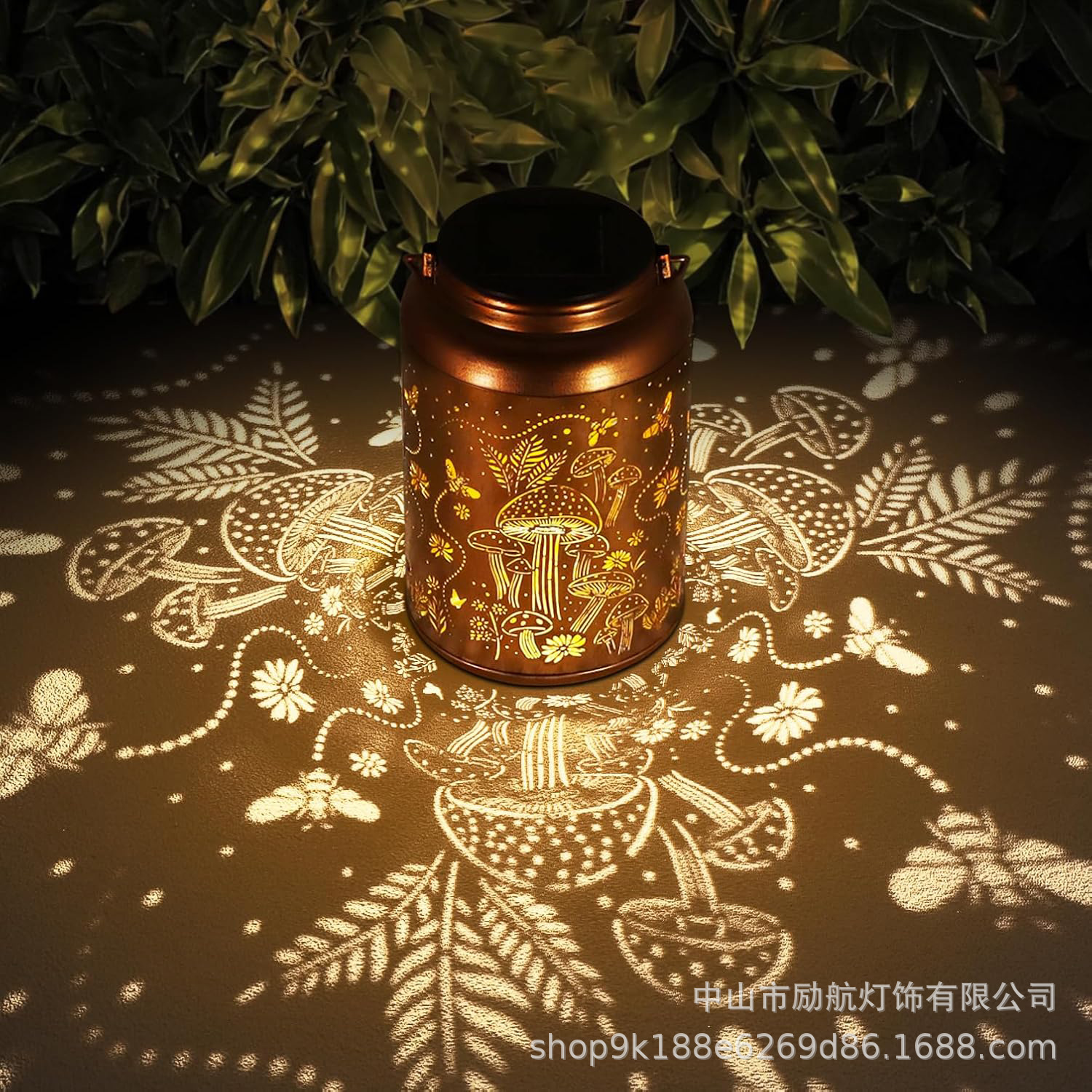 Cross-Border Solar Iron Cut Out Mushroom Pattern Lamp Outdoor Waterproof Garden Decoration Gift Lawn Garden Lamp