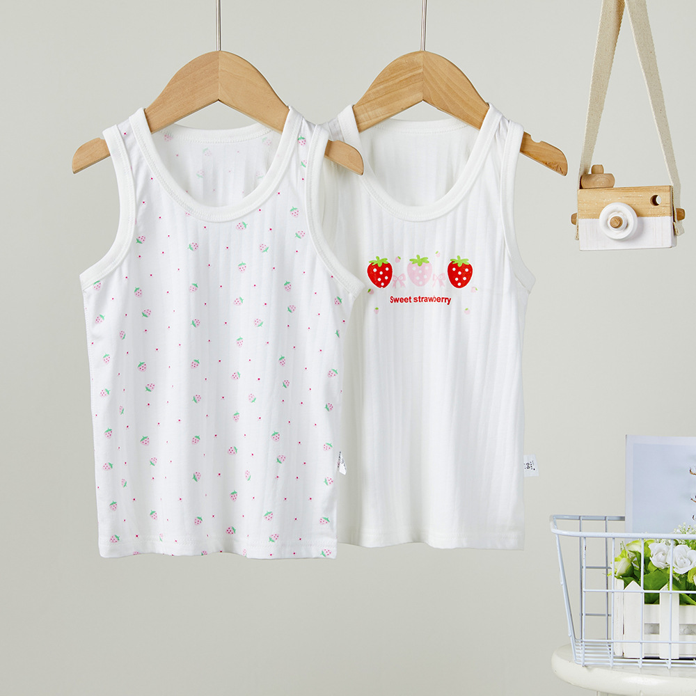 Picture of Children's Summer Vest Sling 2-Piece Boneless Cold Bottoming Shirt for Men and Women Baby Thin Sleeveless Air-Conditioned Home