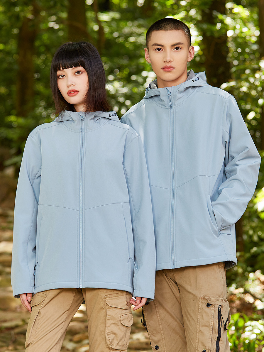 Mountain soft shell jacket men's Waterproof warm mountaineering soft shell jacket women's fleece-lined thickened single layer soft shell jacket windbreaker