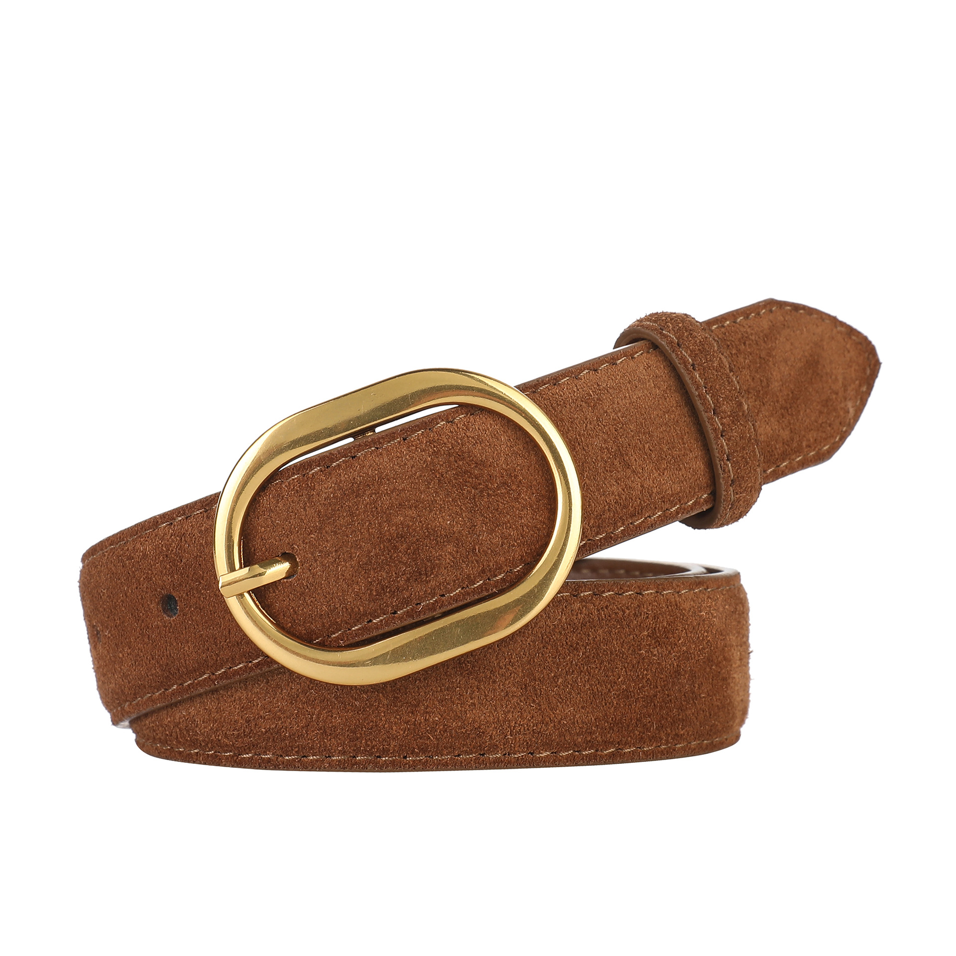 New suede matte leather women's belt decoration dress jeans belt Maillard retro belt