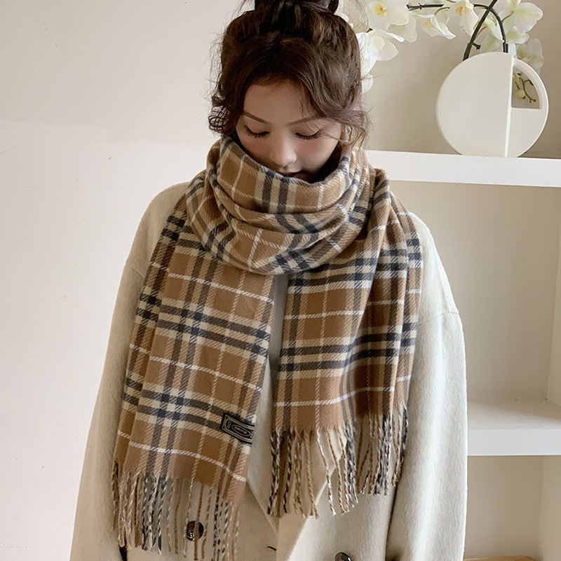 Plaid Scarf Women's Winter High-end Long Neck Shawl Dual-use Student Couple Thickened Warm Neck Protection Neck Sleeve