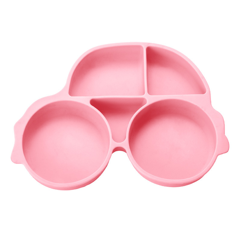 Picture of Amazon Cartoon Children's Car Silicone Dinner Plate 304 Stainless Steel Spoon Fork Gift Baby Learning Dining Tableware Set