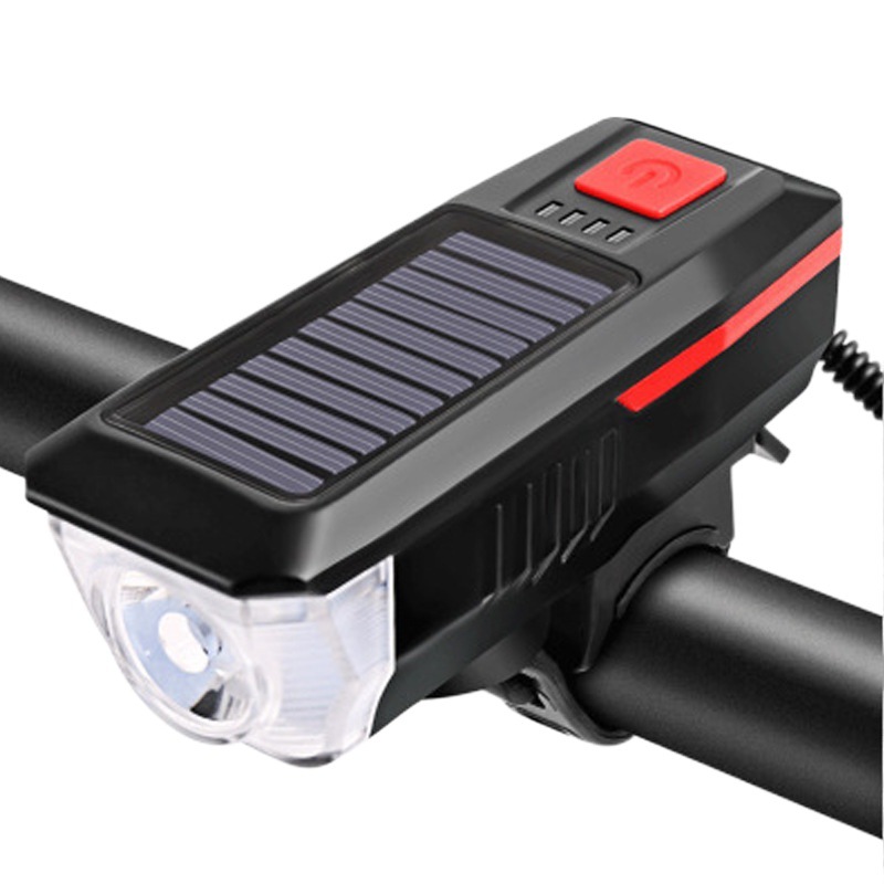 Solar bicycle headlight USB rechargeable night riding light mountain waterproof LED outdoor bicycle light source manufacturers