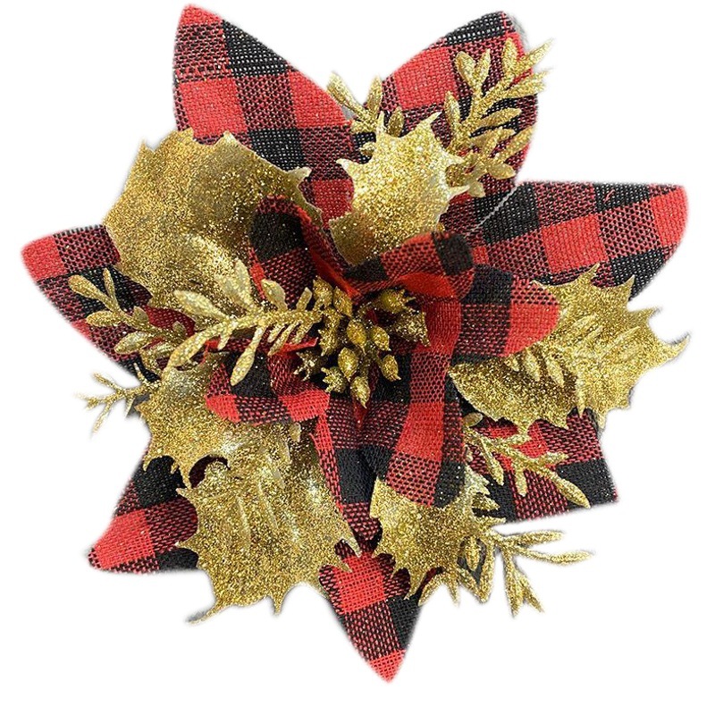 New artificial flower Christmas Day Gold Pink black Christmas flower garland accessories Christmas tree three-layer Christmas flower