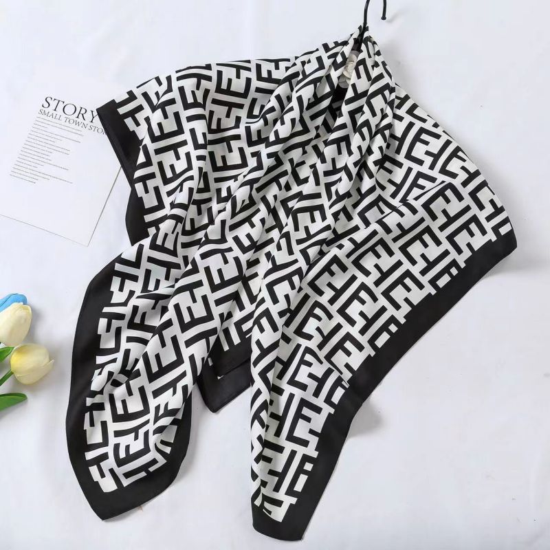 Picture of Autumn and winter all-match shawl animal printed black and white simple large square 90*90CM imitation silk twill silk scarf for women