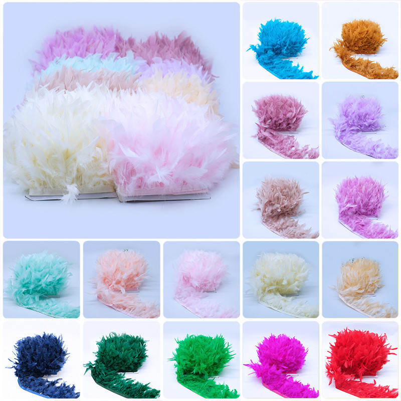 Picture of Turkey Feather Cloth with Flame Edge Feather Lace Wedding Bar Latin Dance Doll Clothing Accessories DIY Feathers