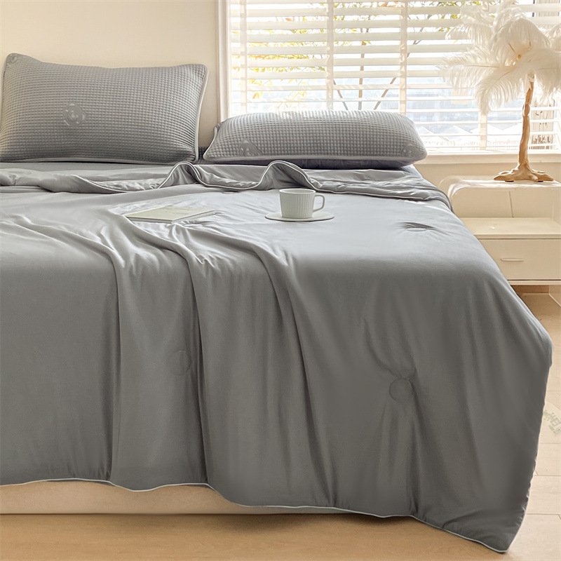 Picture of Summer cool silk summer cool quilt four-piece set air conditioning quilt ice bean mat three-piece set bed hat ice silk soft mat