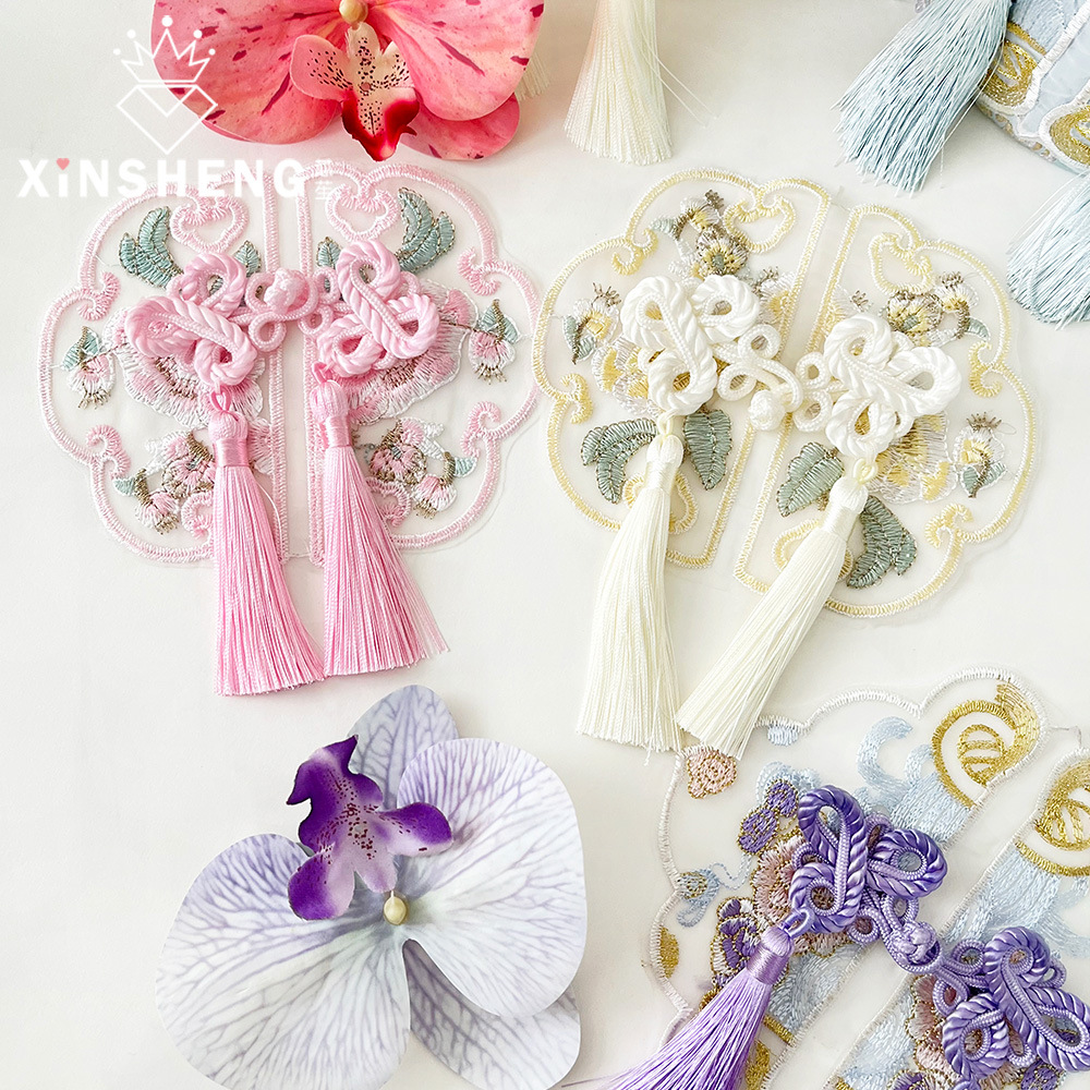 Core Fu Yun Jin Embroidery Sticker Chinese Style Classical Flower Packaging Material Tassel Wholesale Decoration Handmade DIY Gift