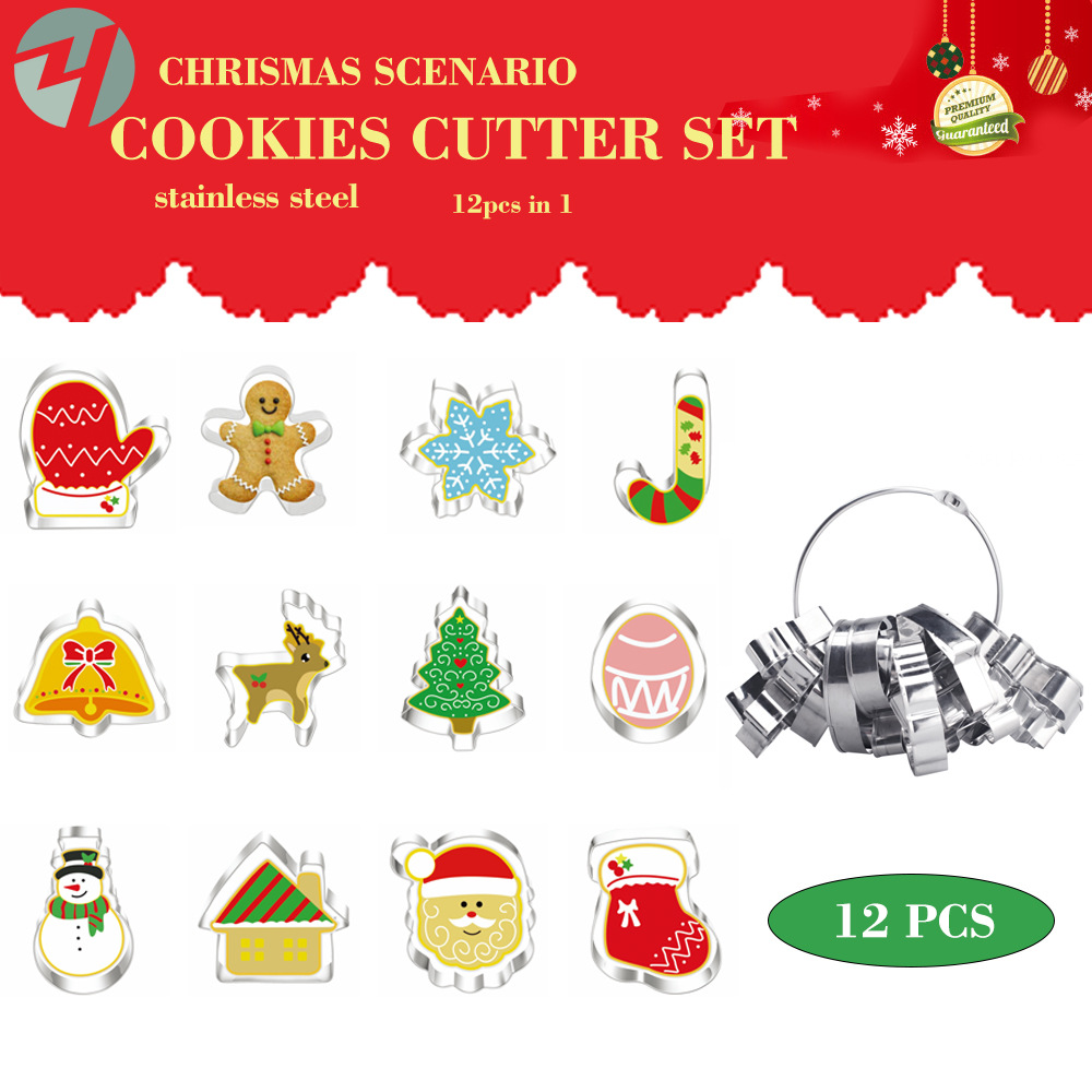 Cross-border Christmas Series Cookie Mold Flip Sugar Tool Christmas Tree Gingerbread Man Cartoon Cookie Mold
