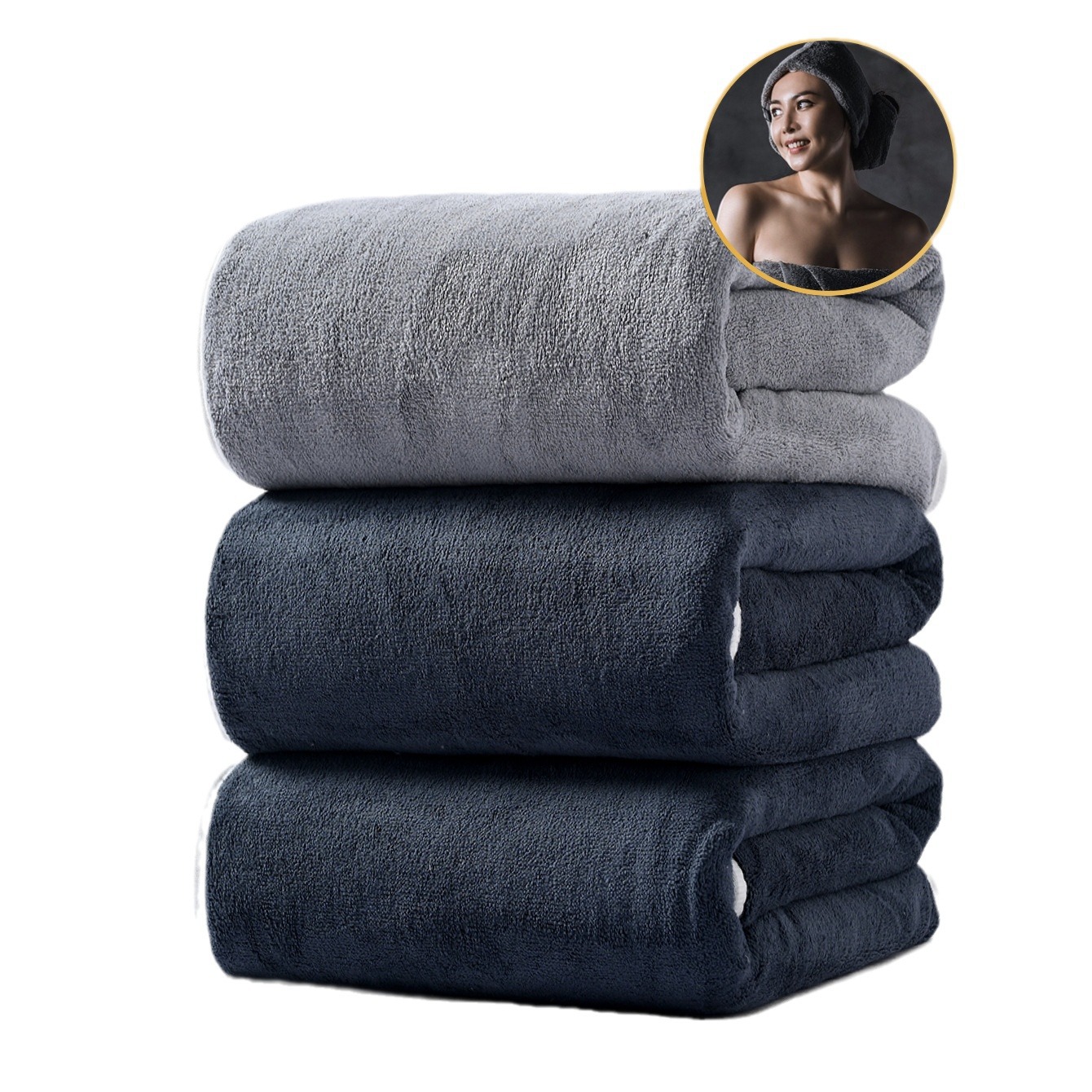 Picture of Wholesale coral fleece bath towel three adult household bath large towel than pure cotton absorbent cross-border supply