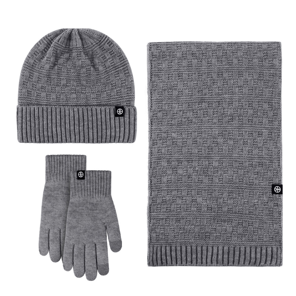 Picture of Winter New Product Japanese Style Knitted Gloves, Scarf and Hat Three-Piece Set Wool Warm and Cold-Proof Fur Ball Scarf Three-Piece Set