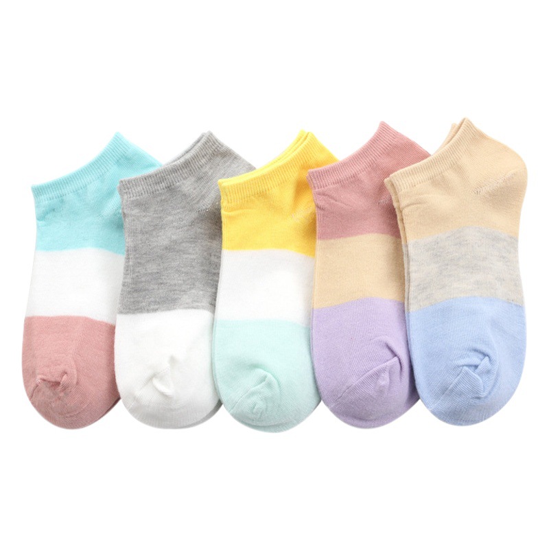 Socks, Boat Socks, Breathable Spring and Summer Women's Short Socks, Odor-Resistant, Summer Candy Color, Color-Blocked, Thin Macaron Style, Trendy Manufacturer